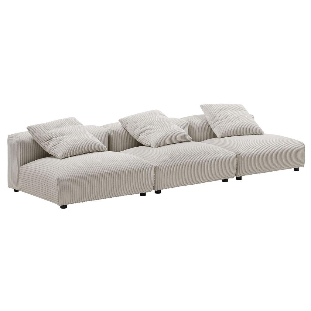 Modway Solace 3-Piece Modular Corduroy Upholstered Sofa FredCo