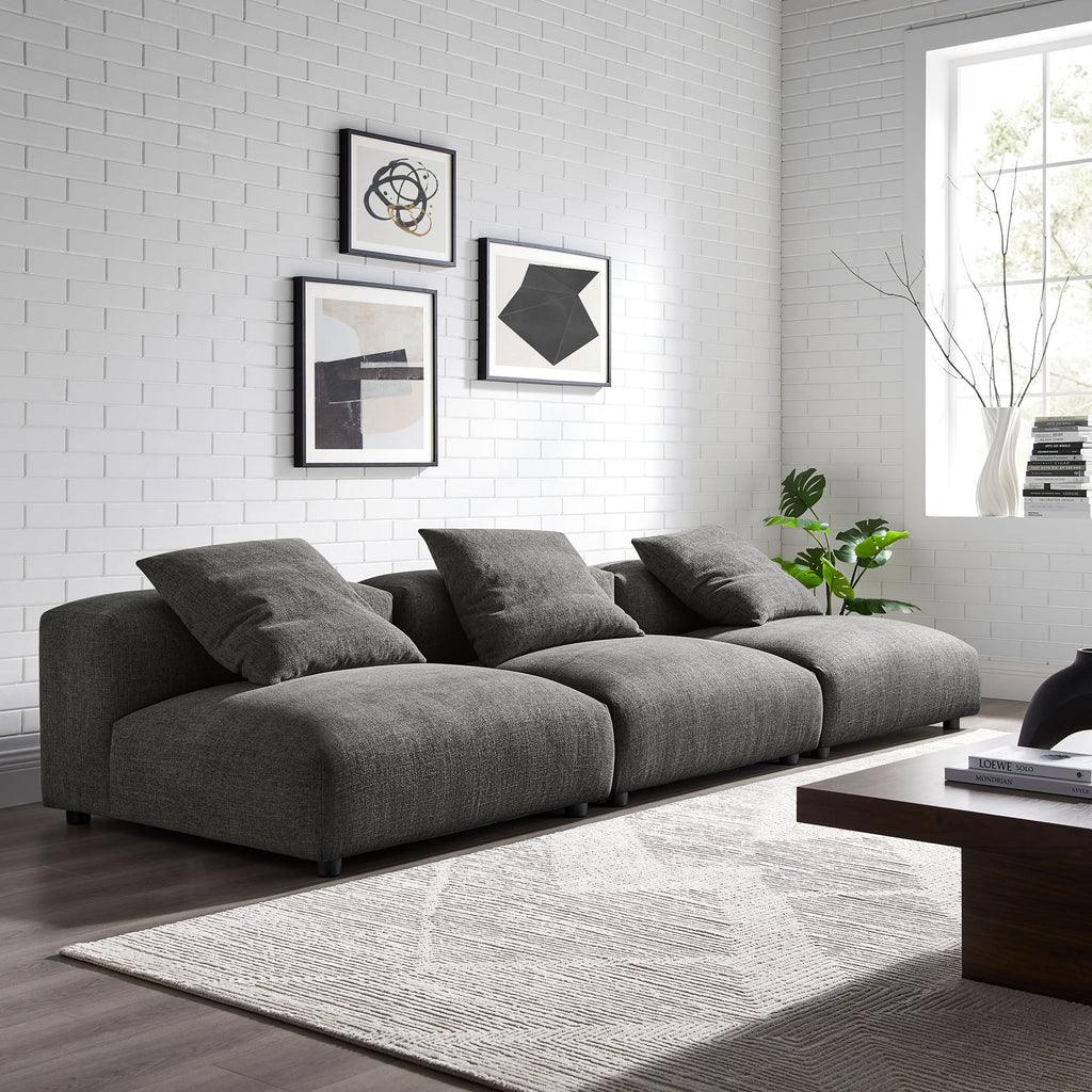 Modway Solace 3-Piece Modular Upholstered Fabric Sofa FredCo