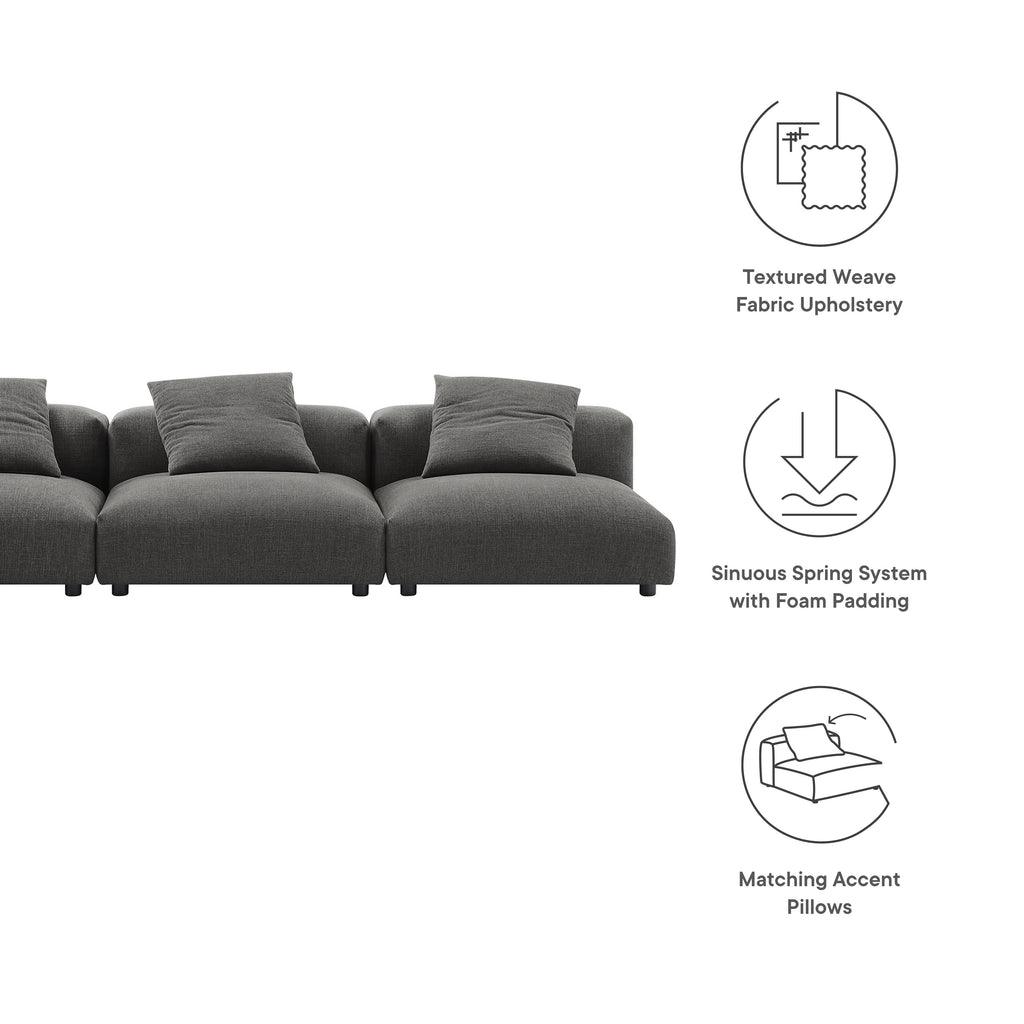 Modway Solace 3-Piece Modular Upholstered Fabric Sofa FredCo