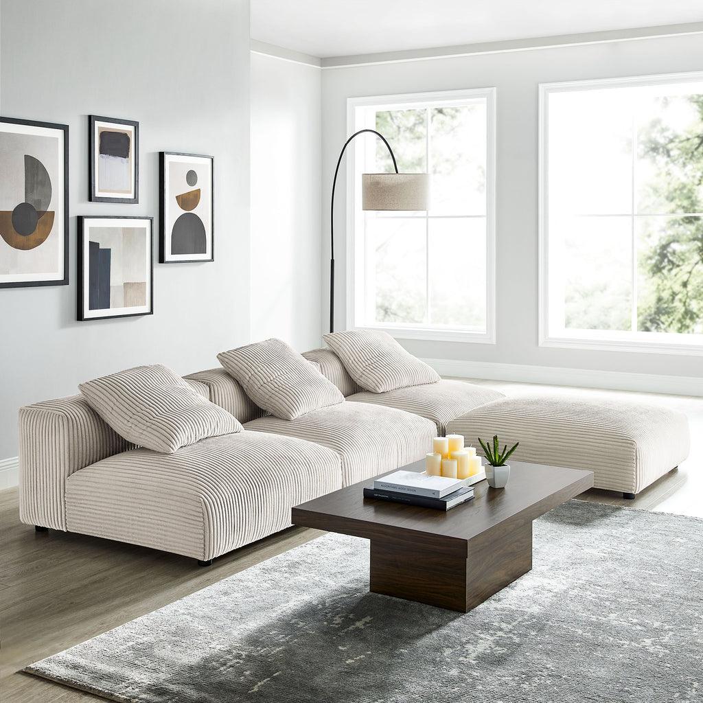 Modway Solace 4-Piece Modular Corduroy Upholstered Sectional Sofa FredCo