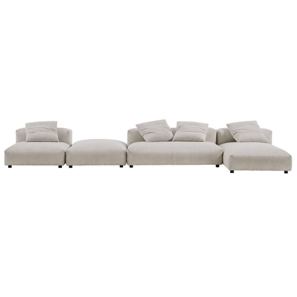 Modway Solace 4-Piece Modular Corduroy Upholstered Sectional Sofa With Ottoman FredCo
