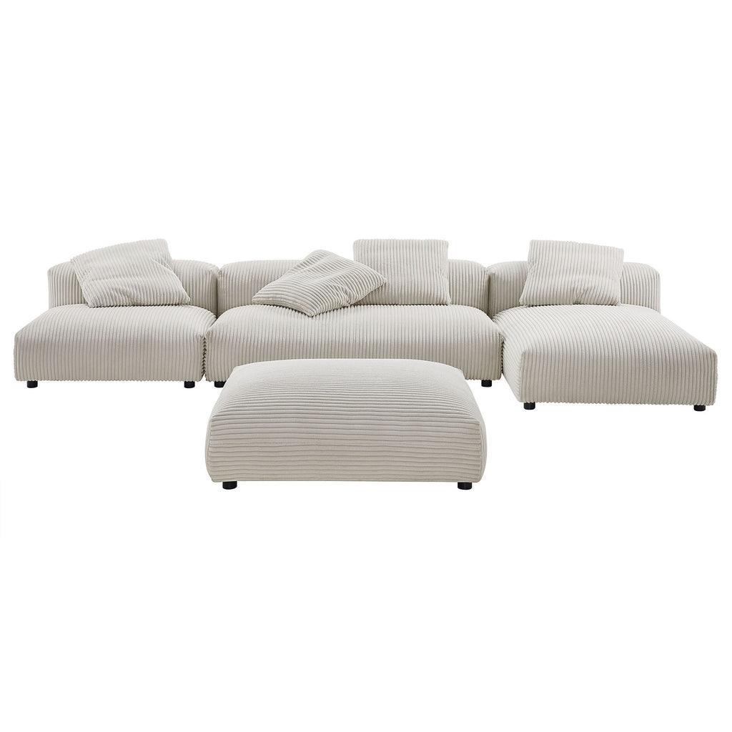 Modway Solace 4-Piece Modular Corduroy Upholstered Sectional Sofa With Ottoman FredCo