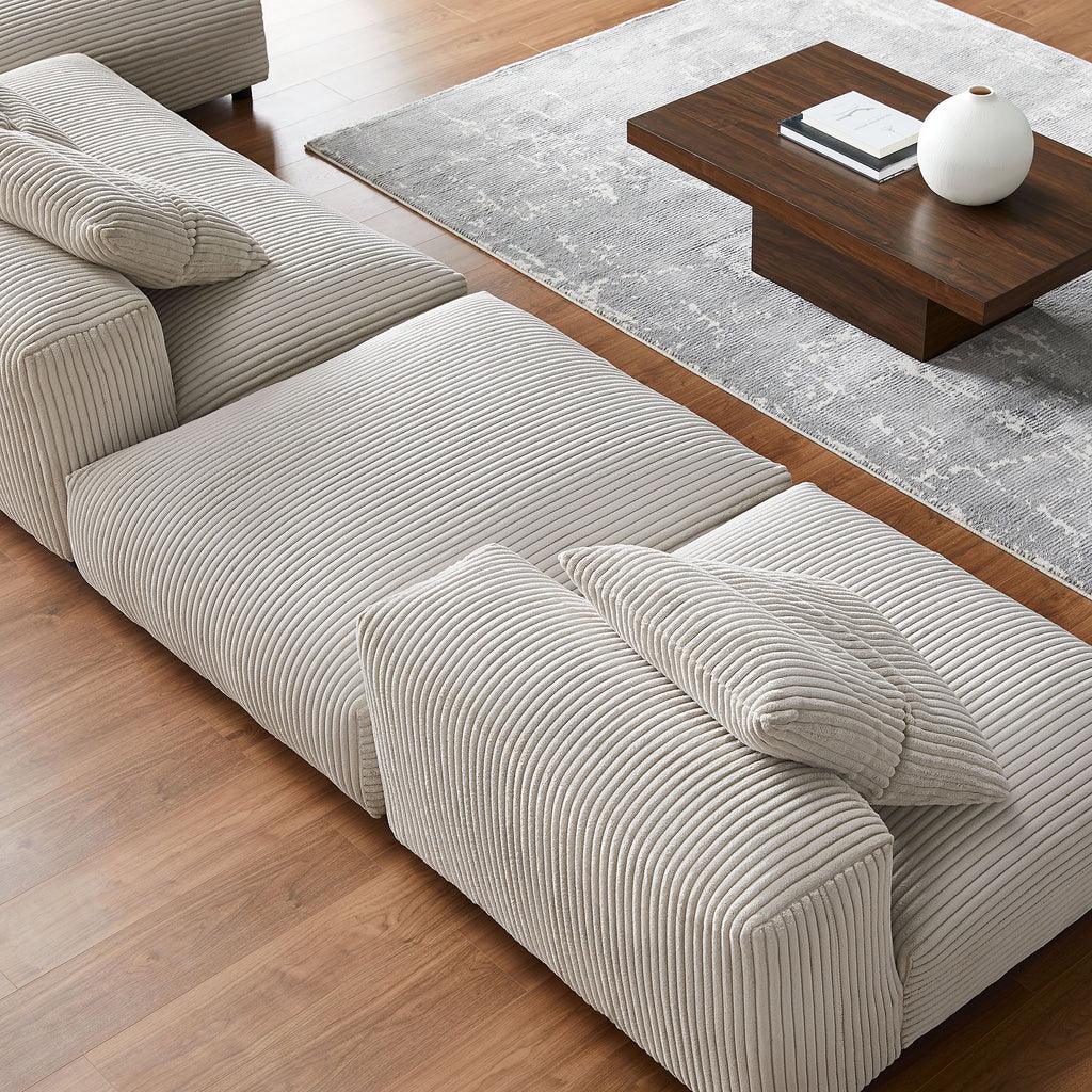 Modway Solace 4-Piece Modular Corduroy Upholstered Sectional Sofa With Ottoman FredCo