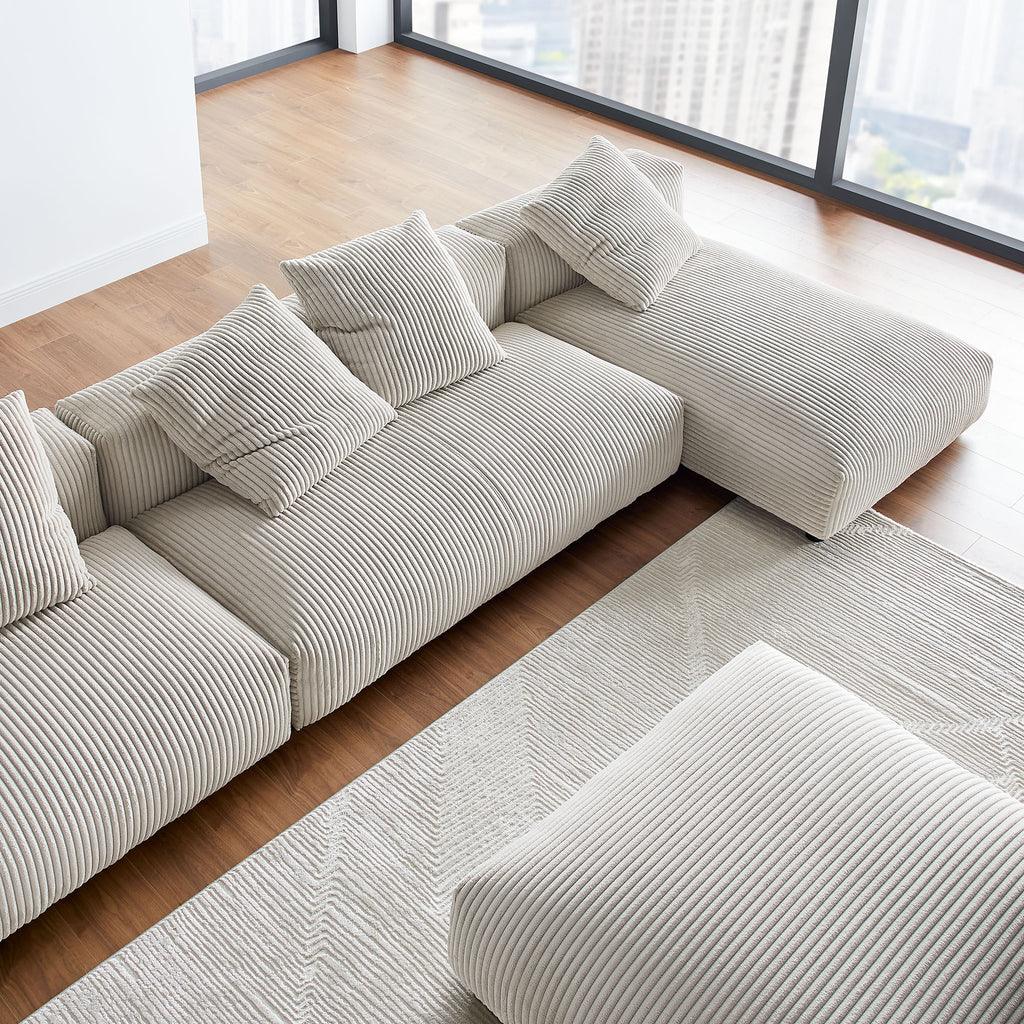 Modway Solace 4-Piece Modular Corduroy Upholstered Sectional Sofa With Ottoman FredCo