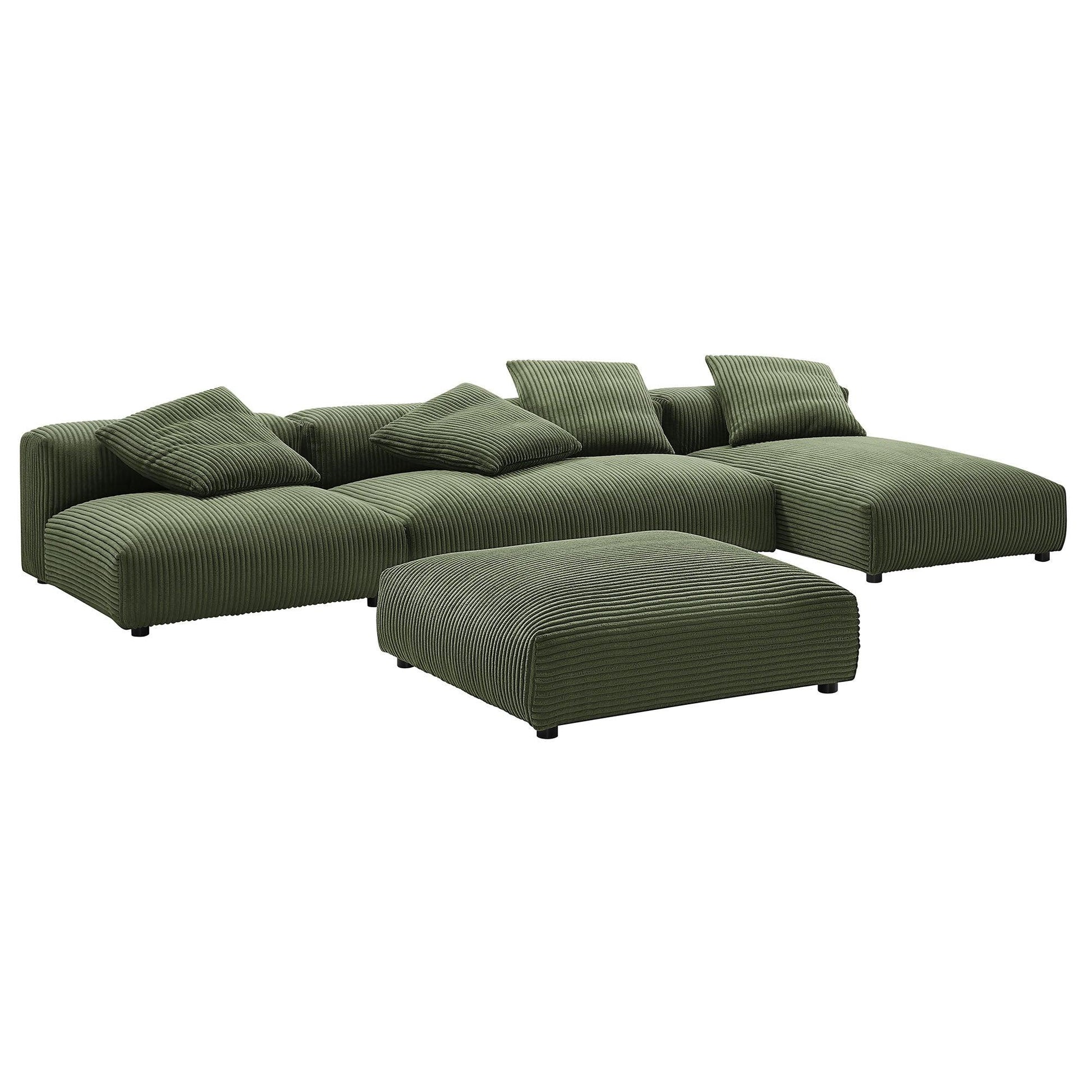 Modway Solace 4-Piece Modular Corduroy Upholstered Sectional Sofa With Ottoman FredCo