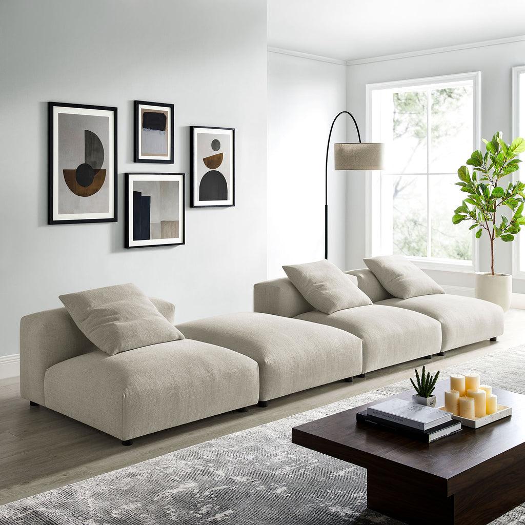 Modway Solace 4-Piece Modular Upholstered Fabric Sectional Sofa FredCo