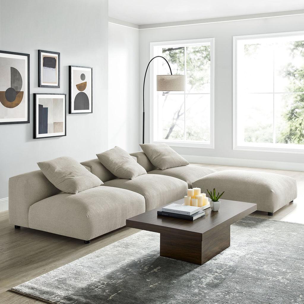 Modway Solace 4-Piece Modular Upholstered Fabric Sectional Sofa FredCo