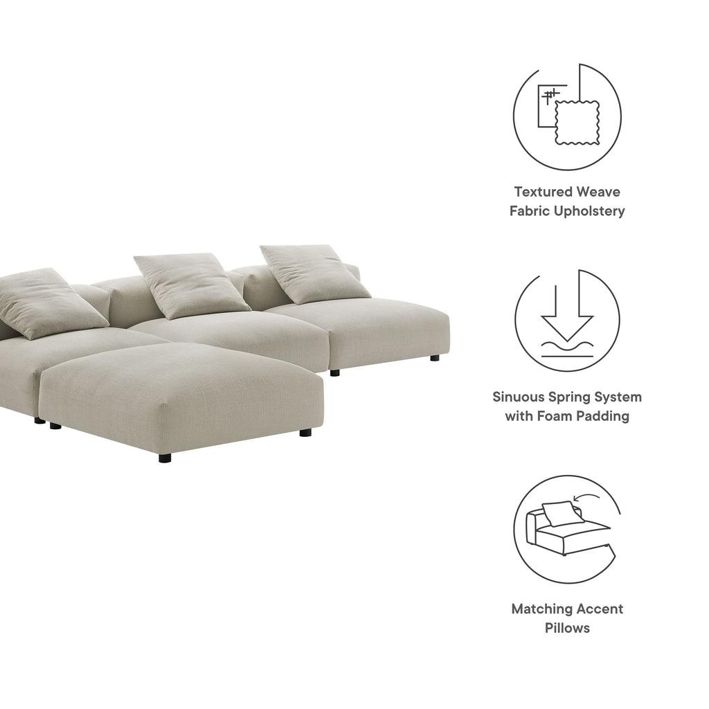 Modway Solace 4-Piece Modular Upholstered Fabric Sectional Sofa FredCo