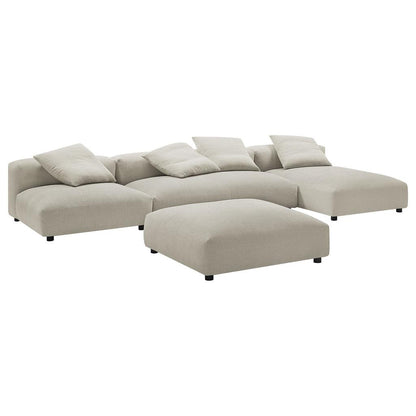 Modway Solace 4-Piece Modular Upholstered Fabric Sectional Sofa With Ottoman FredCo