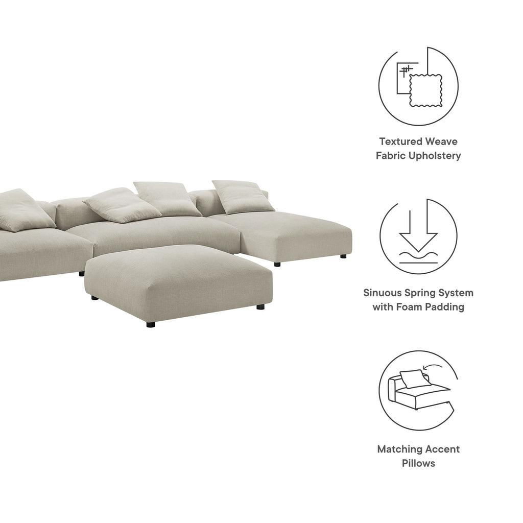 Modway Solace 4-Piece Modular Upholstered Fabric Sectional Sofa With Ottoman FredCo