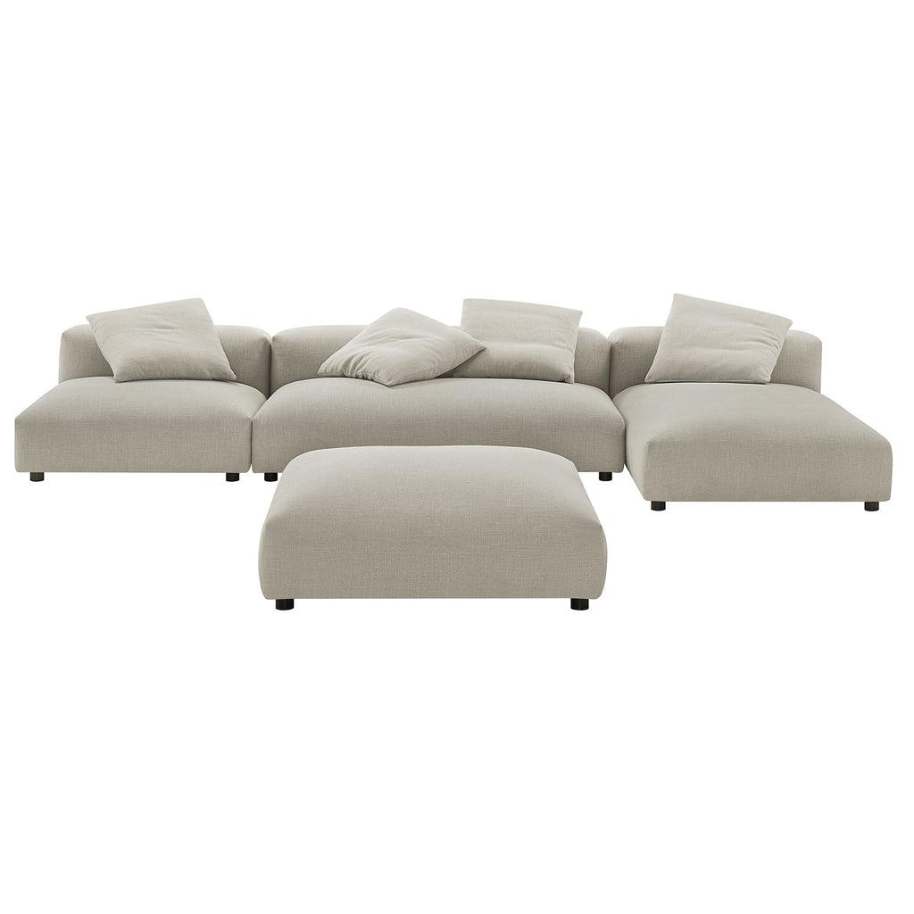 Modway Solace 4-Piece Modular Upholstered Fabric Sectional Sofa With Ottoman FredCo