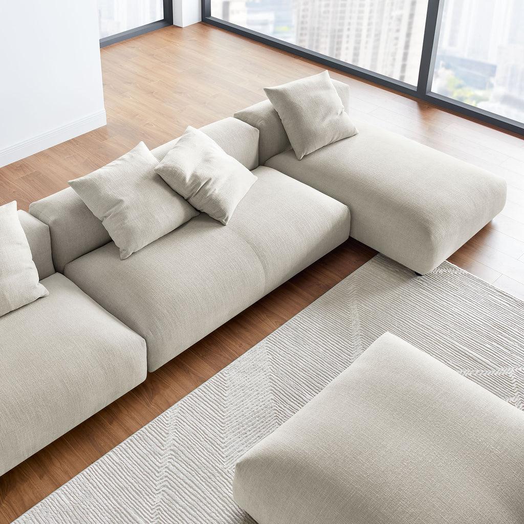 Modway Solace 4-Piece Modular Upholstered Fabric Sectional Sofa With Ottoman FredCo