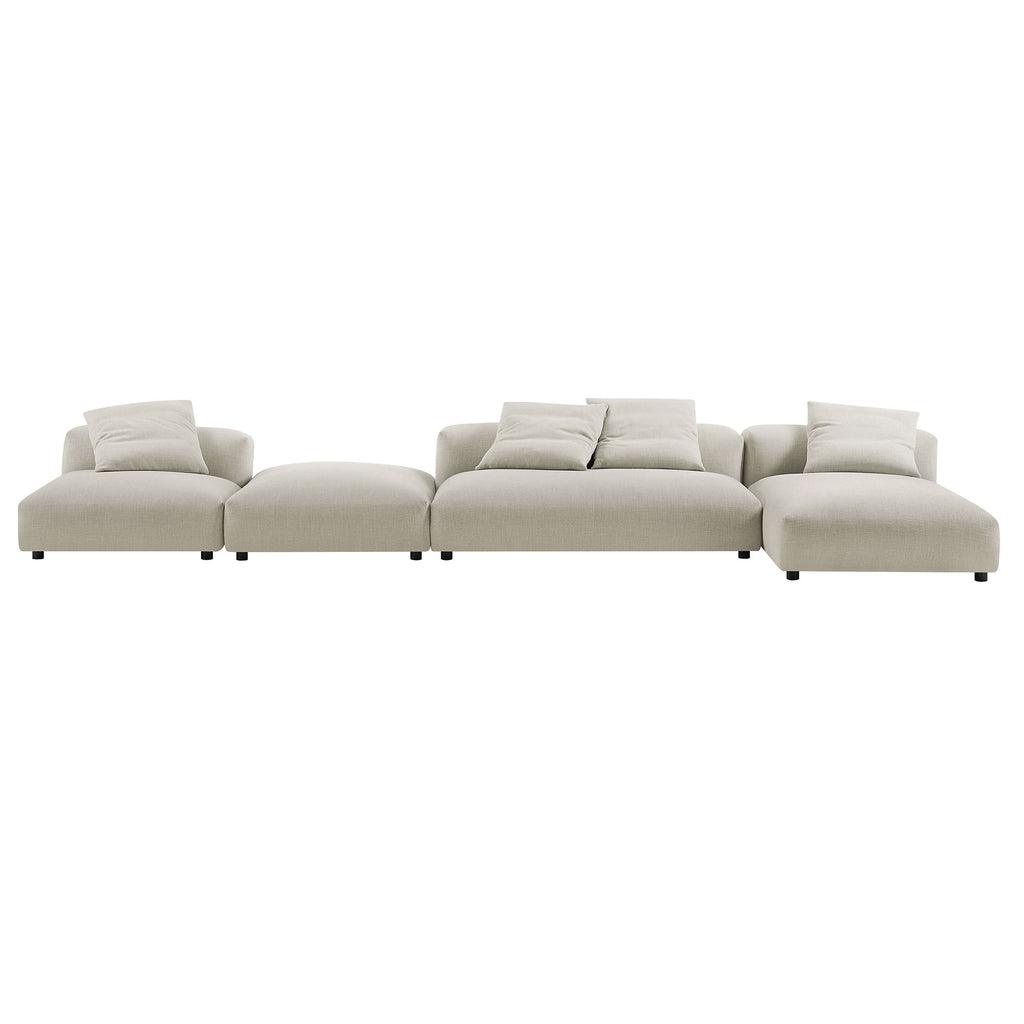 Modway Solace 4-Piece Modular Upholstered Fabric Sectional Sofa With Ottoman FredCo