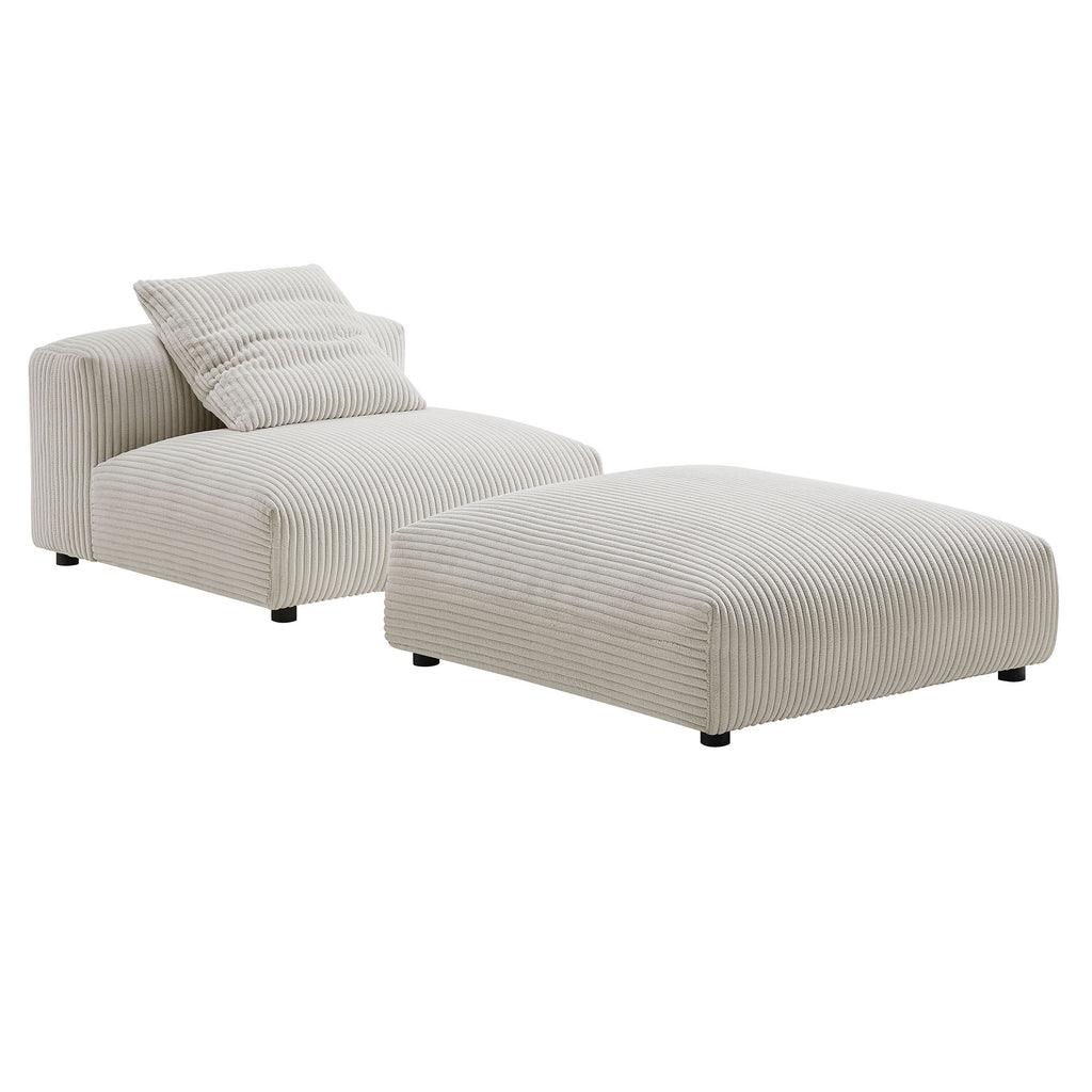 Modway Solace Modular Corduroy Upholstered Armless Chair and Ottoman Set FredCo