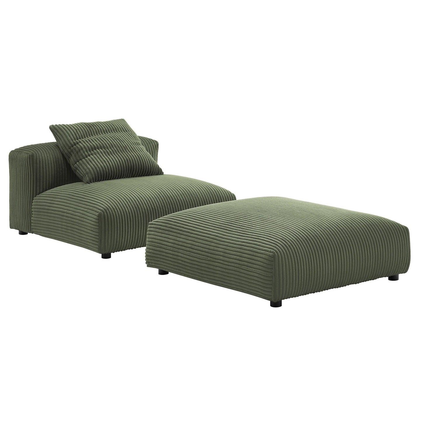 Modway Solace Modular Corduroy Upholstered Armless Chair and Ottoman Set FredCo
