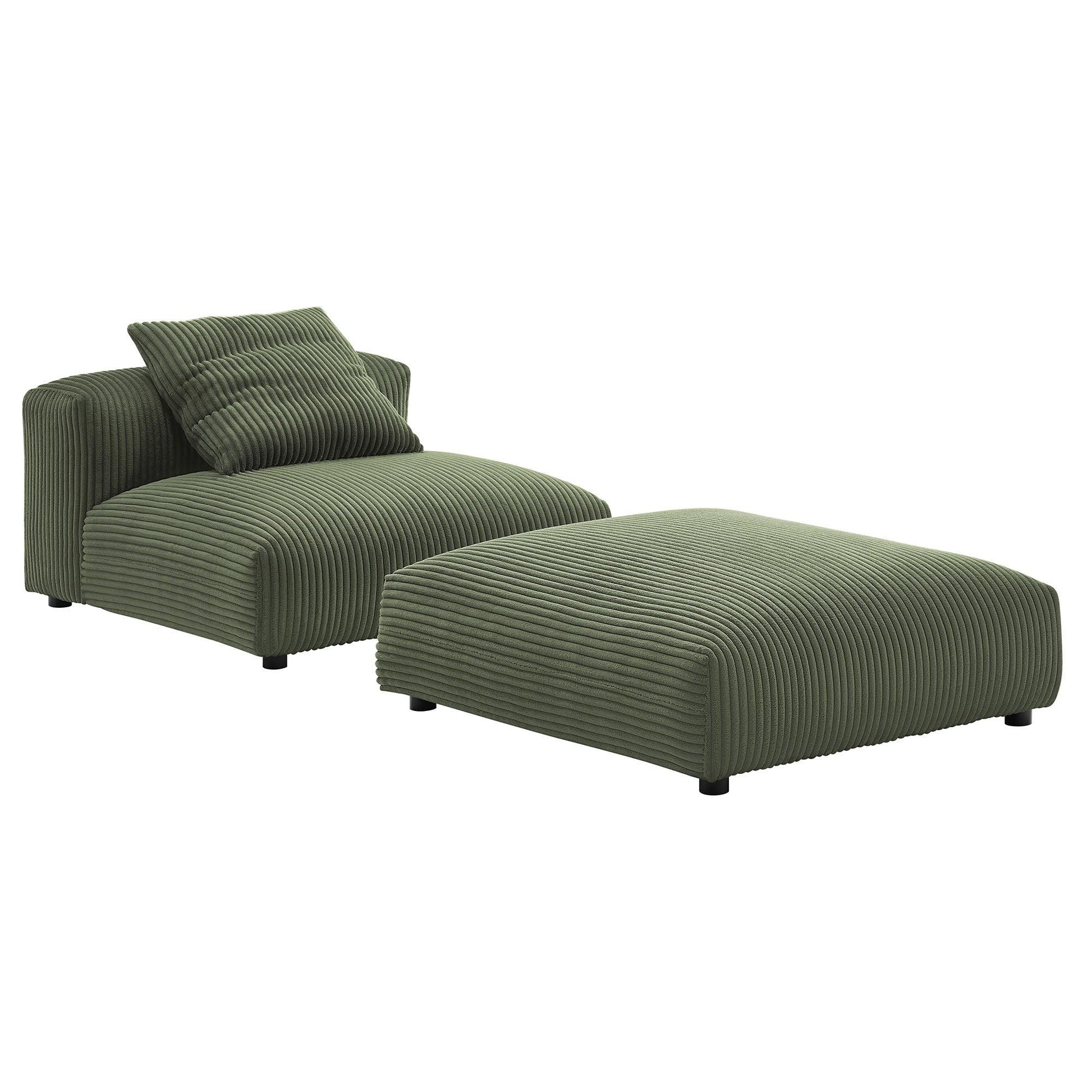 Modway Solace Modular Corduroy Upholstered Armless Chair and Ottoman Set FredCo