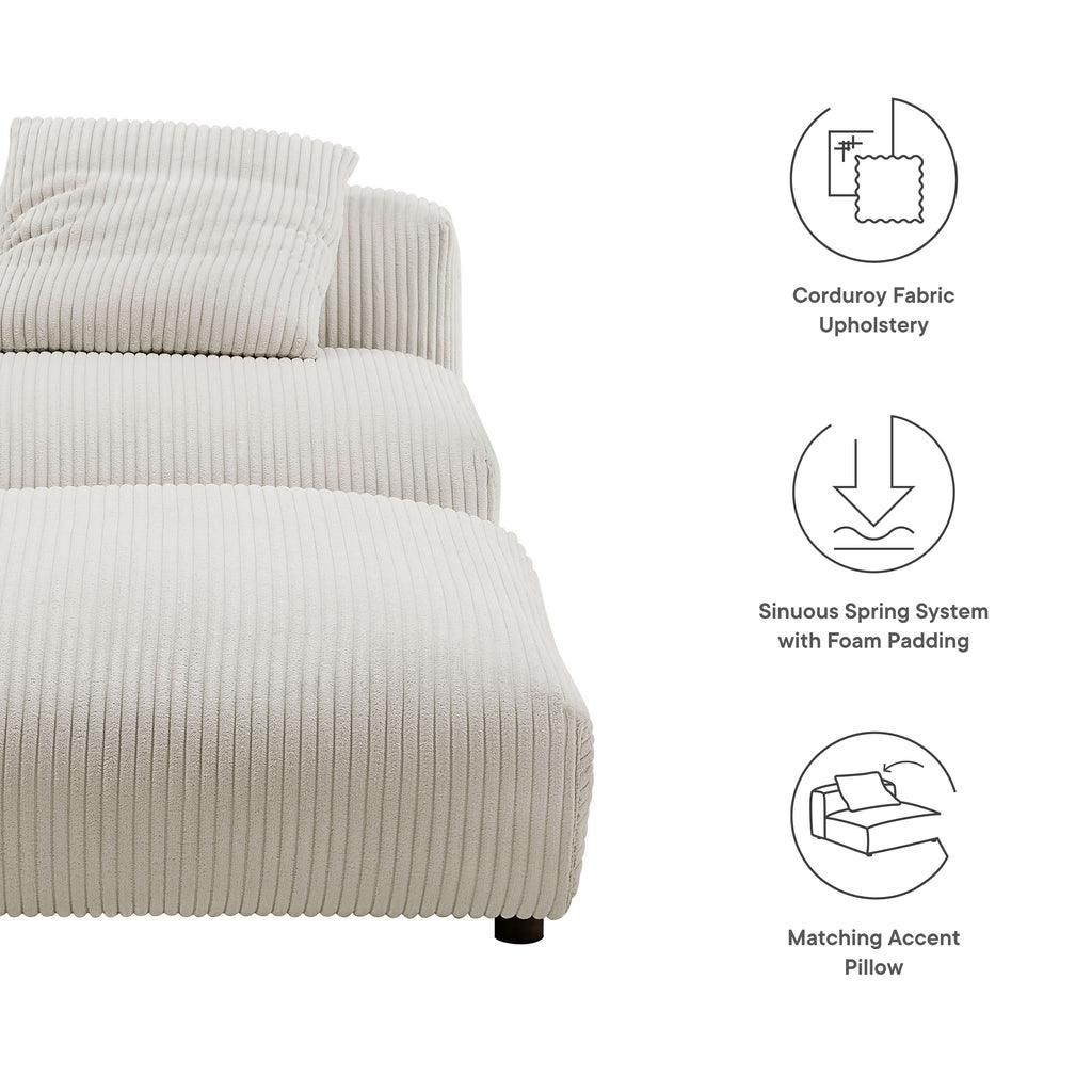 Modway Solace Modular Corduroy Upholstered Armless Chair and Ottoman Set FredCo
