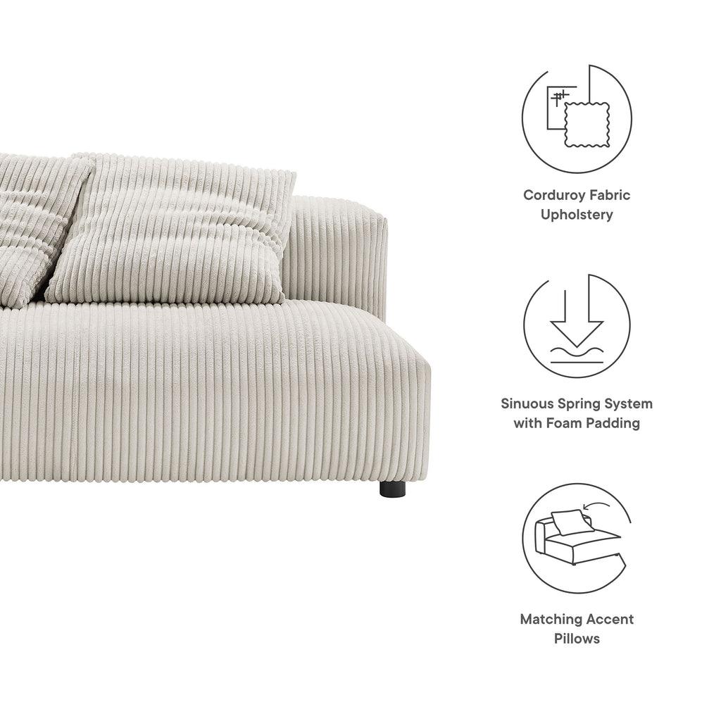 Modway Solace Modular Corduroy Upholstered Armless Loveseat FredCo