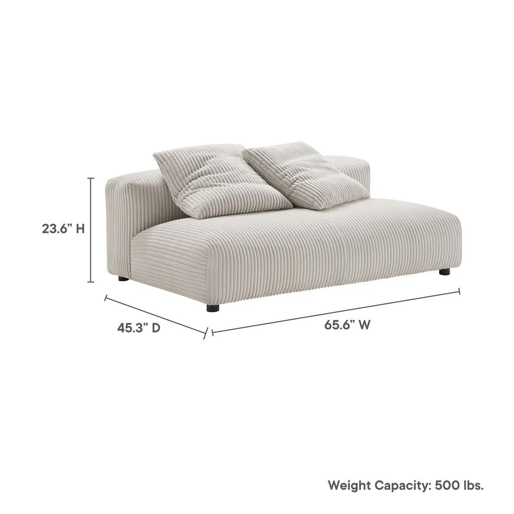 Modway Solace Modular Corduroy Upholstered Armless Loveseat FredCo