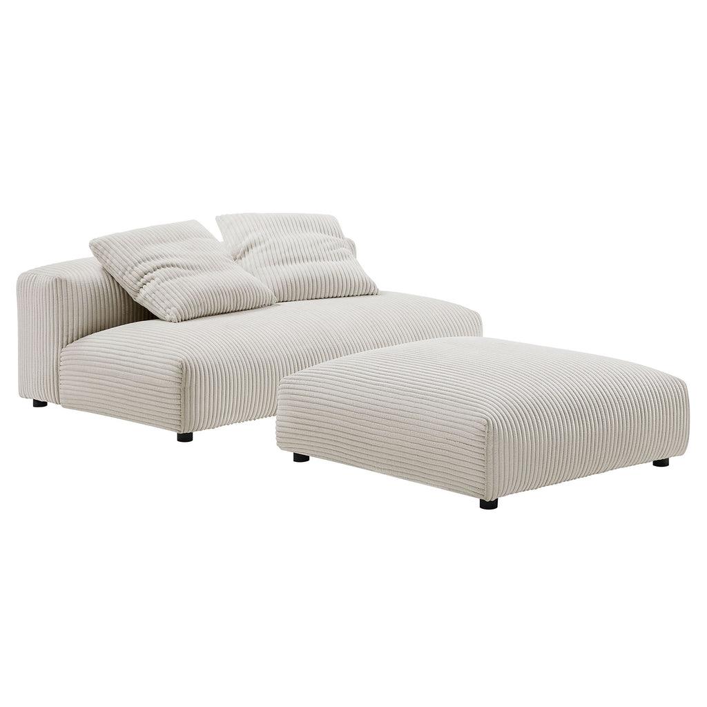 Modway Solace Modular Corduroy Upholstered Armless Loveseat and Ottoman Set FredCo