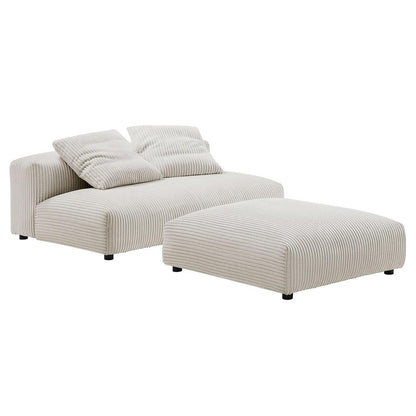Modway Solace Modular Corduroy Upholstered Armless Loveseat and Ottoman Set FredCo