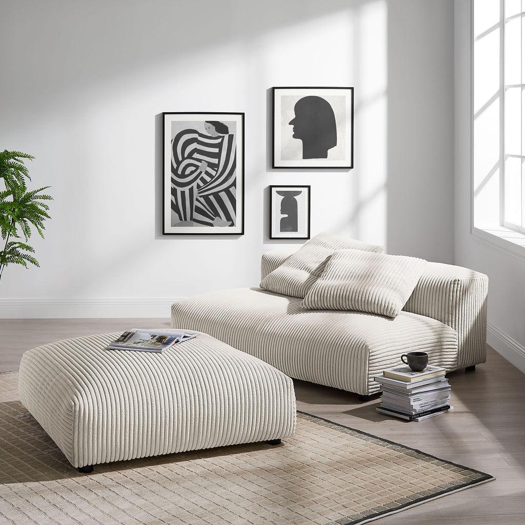 Modway Solace Modular Corduroy Upholstered Armless Loveseat and Ottoman Set FredCo
