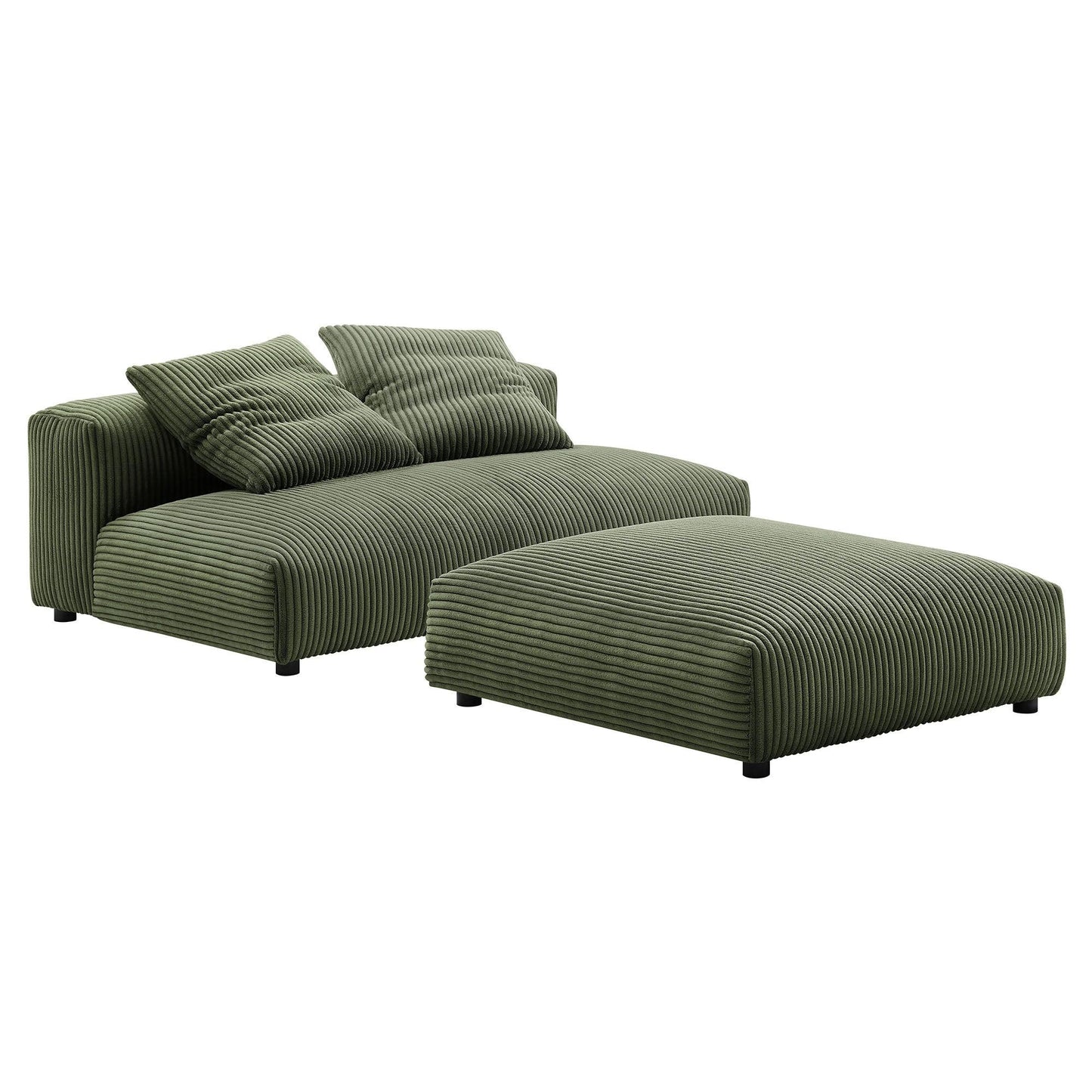 Modway Solace Modular Corduroy Upholstered Armless Loveseat and Ottoman Set FredCo