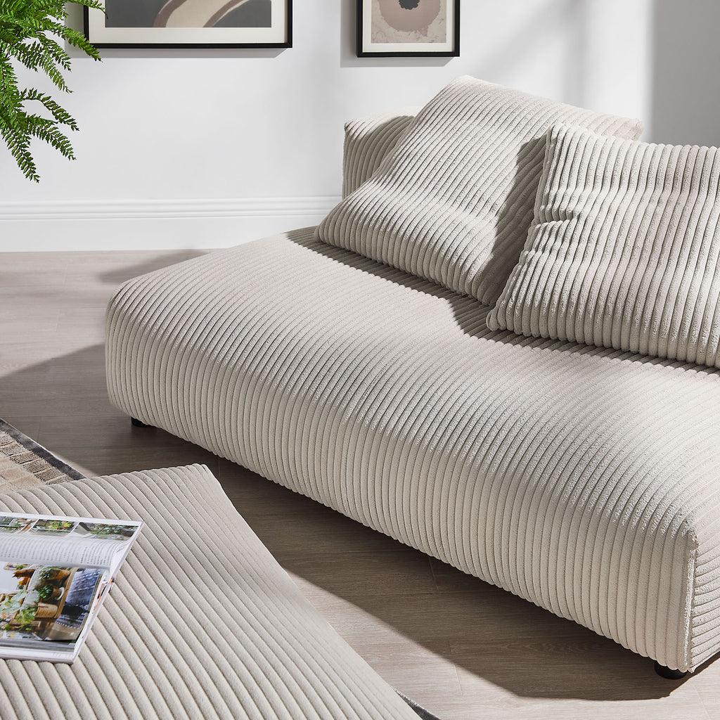 Modway Solace Modular Corduroy Upholstered Armless Loveseat and Ottoman Set FredCo