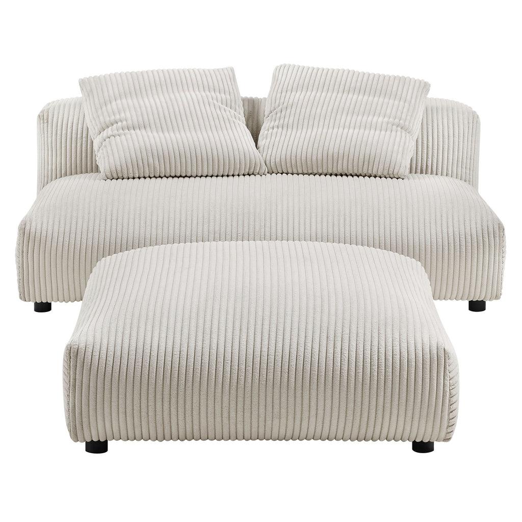 Modway Solace Modular Corduroy Upholstered Armless Loveseat and Ottoman Set FredCo
