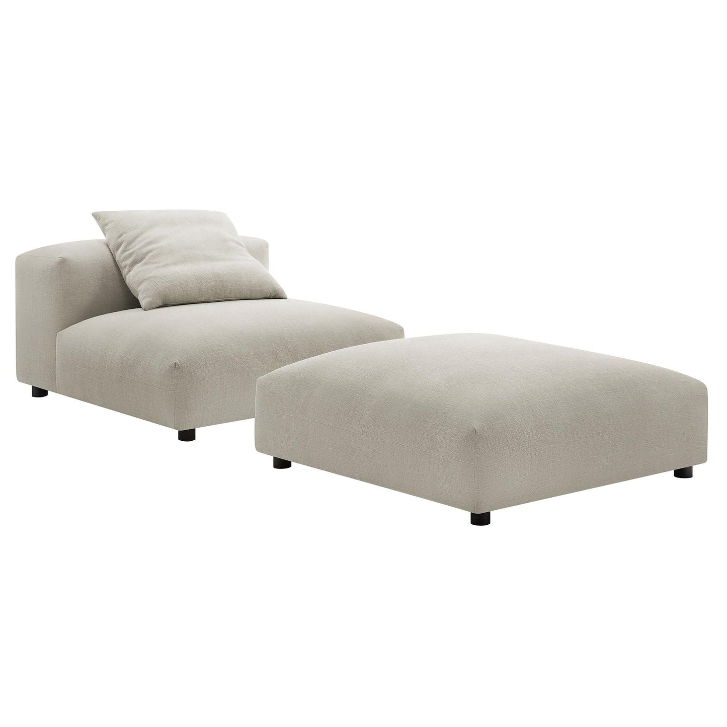 Modway Solace Modular Upholstered Fabric Armless Chair and Ottoman Set FredCo