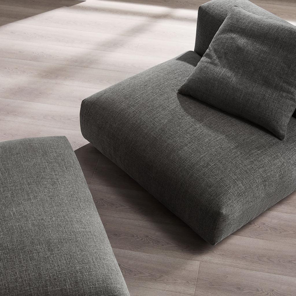 Modway Solace Modular Upholstered Fabric Armless Chair and Ottoman Set FredCo