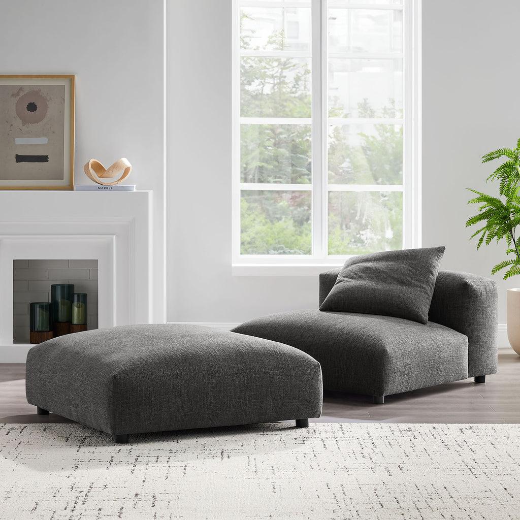 Modway Solace Modular Upholstered Fabric Armless Chair and Ottoman Set FredCo