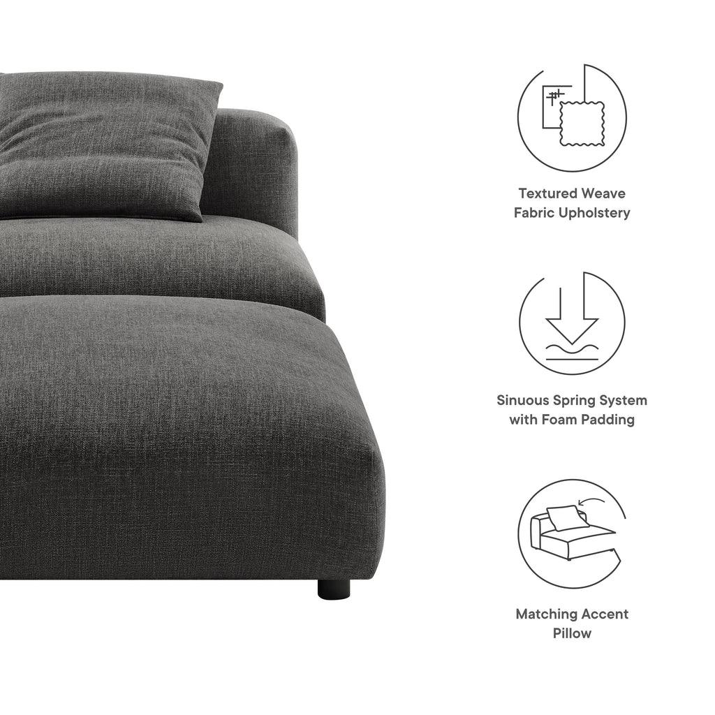 Modway Solace Modular Upholstered Fabric Armless Chair and Ottoman Set FredCo