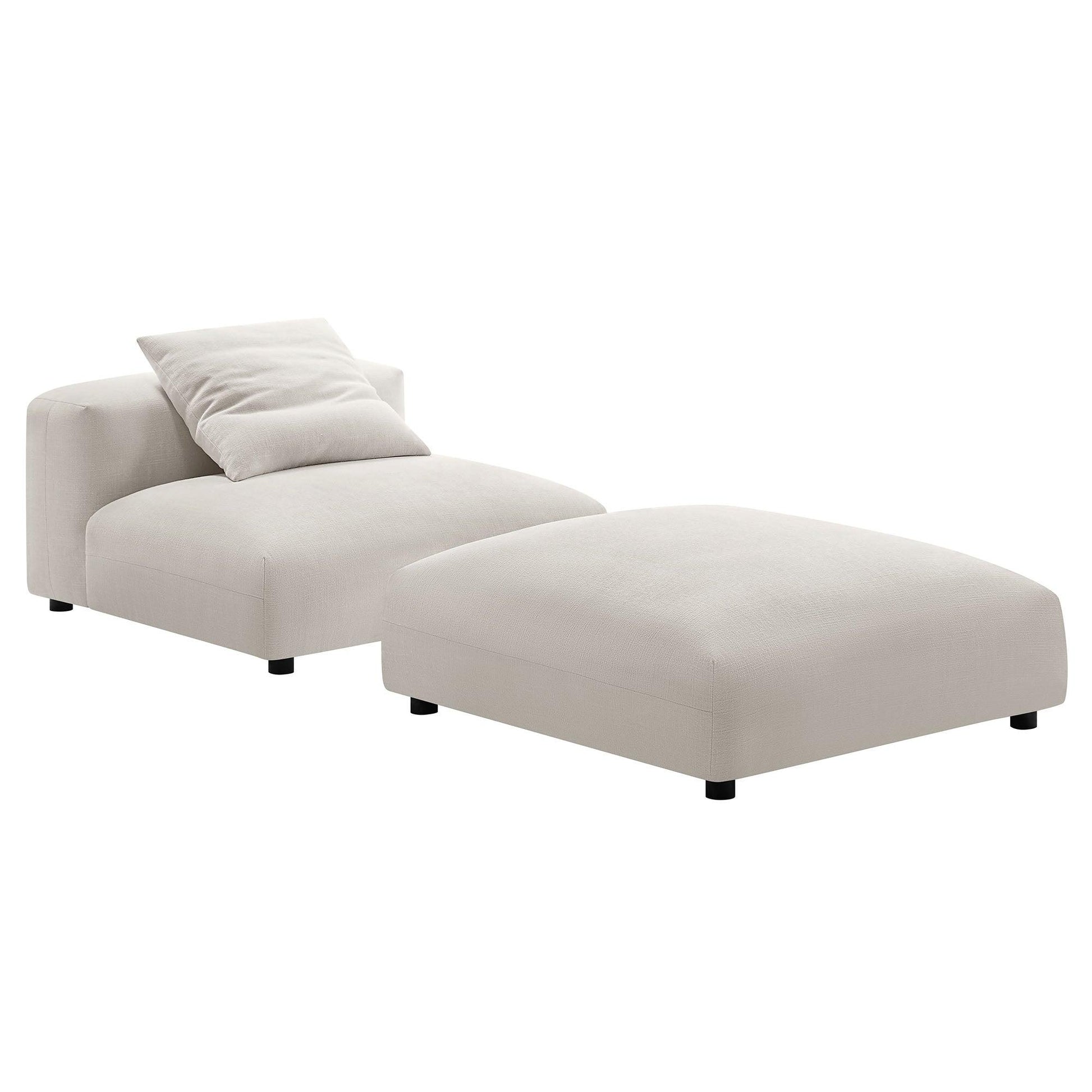 Modway Solace Modular Upholstered Fabric Armless Chair and Ottoman Set FredCo