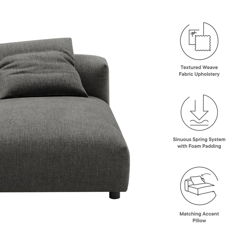 Modway Solace Modular Upholstered Fabric Armless Chaise Lounge FredCo