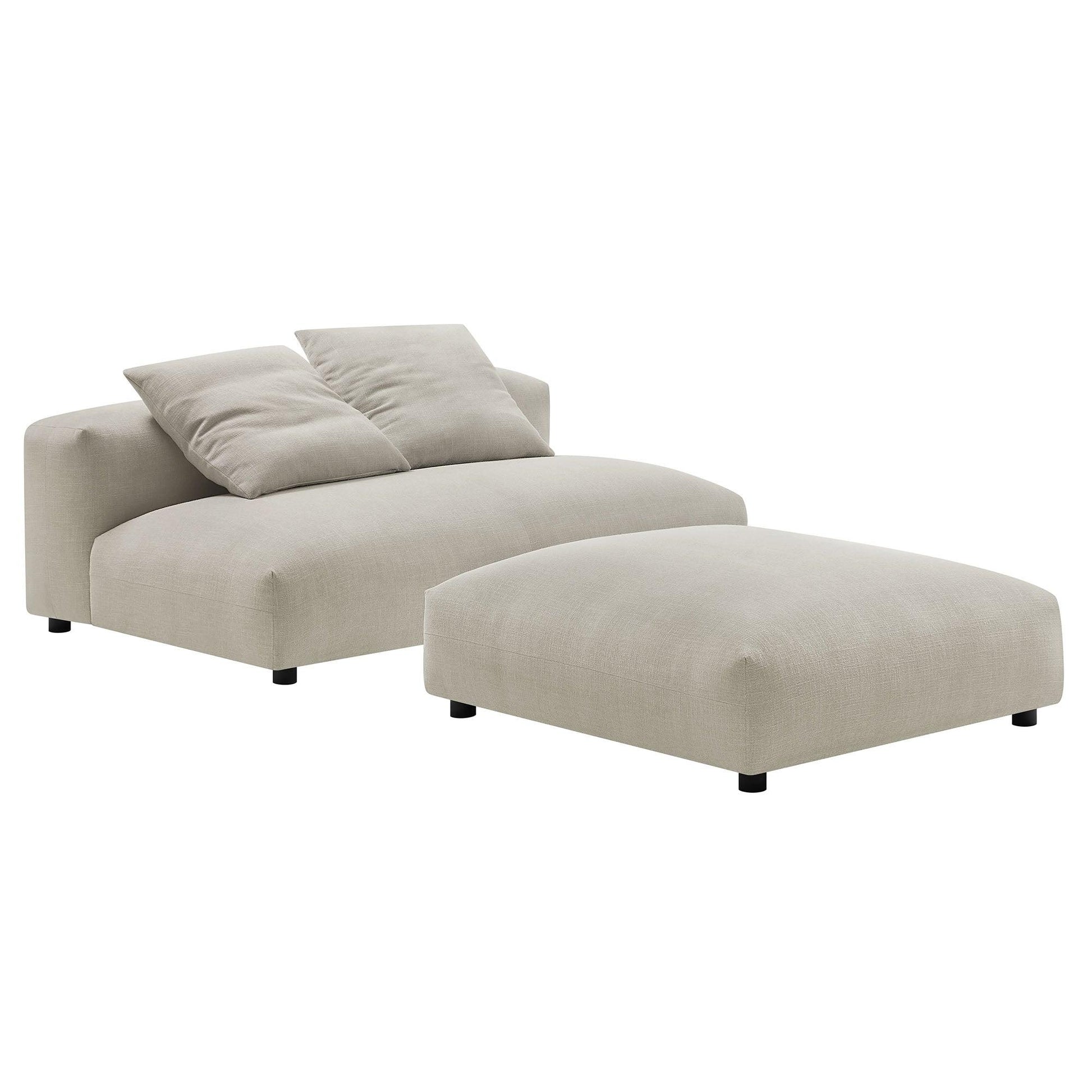 Modway Solace Modular Upholstered Fabric Armless Loveseat and Ottoman Set FredCo