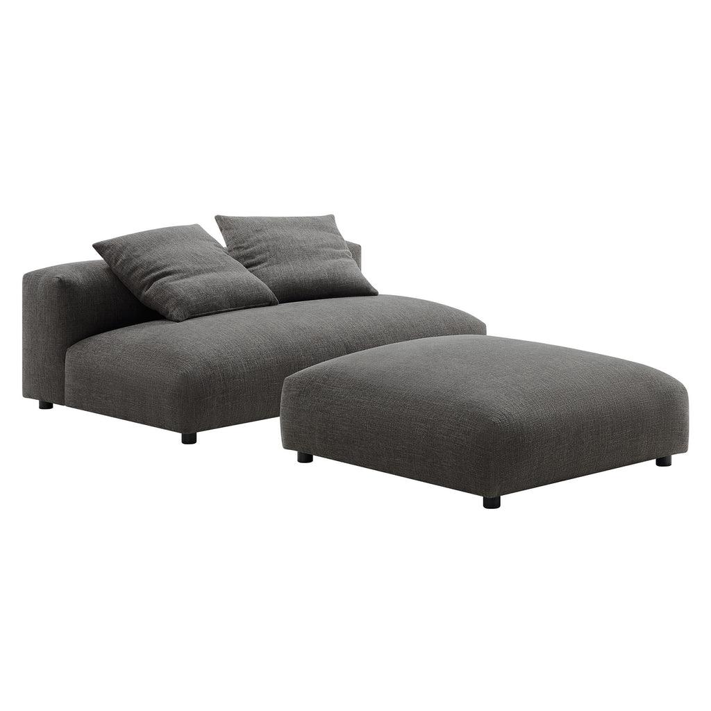 Modway Solace Modular Upholstered Fabric Armless Loveseat and Ottoman Set FredCo