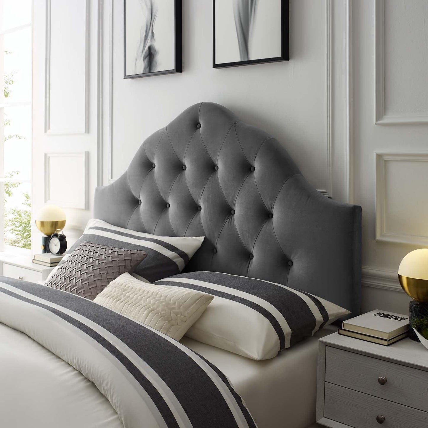 Modway Sovereign Full Diamond Tufted Performance Velvet Headboard FredCo