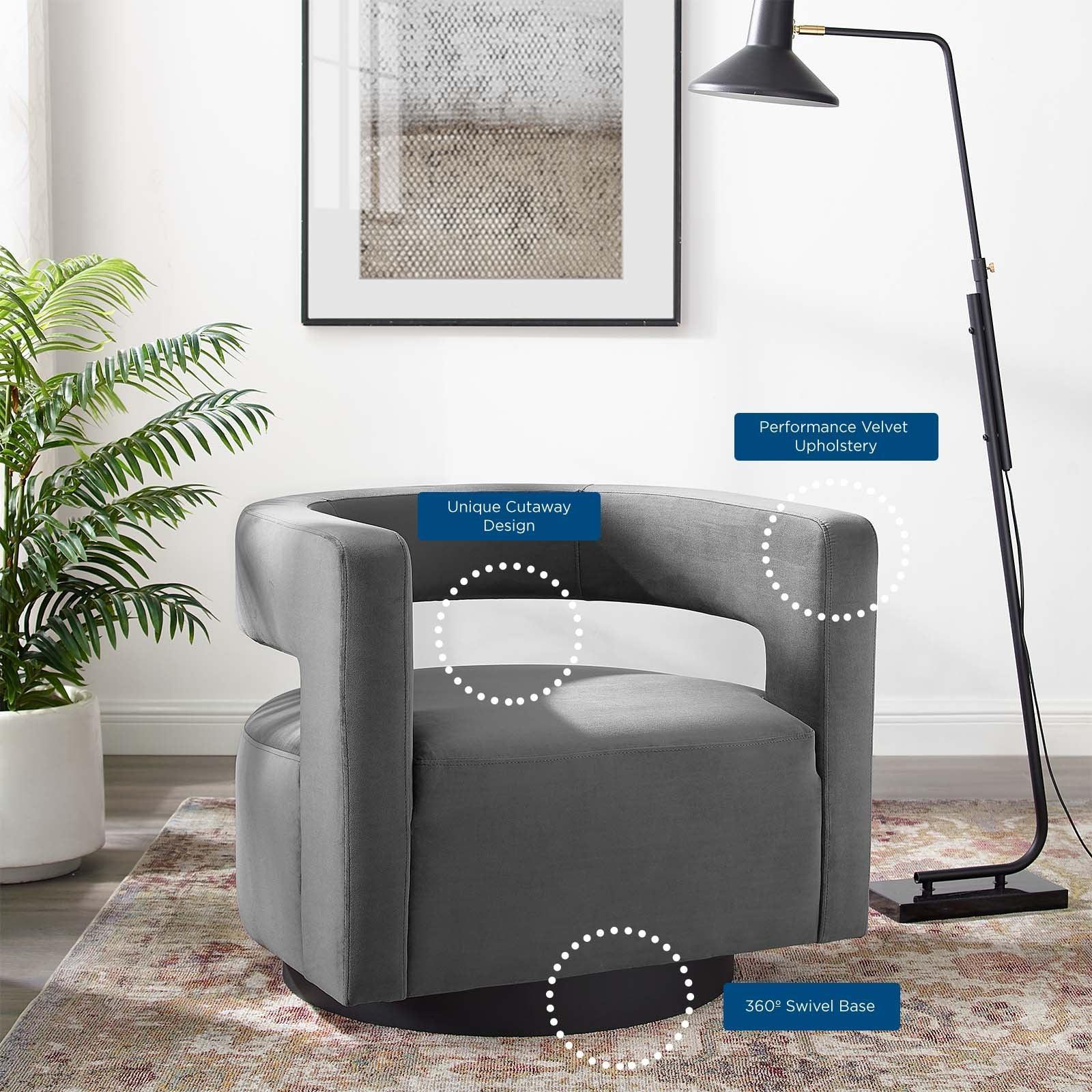 Modway Spin Cutaway Performance Velvet Swivel Armchair FredCo