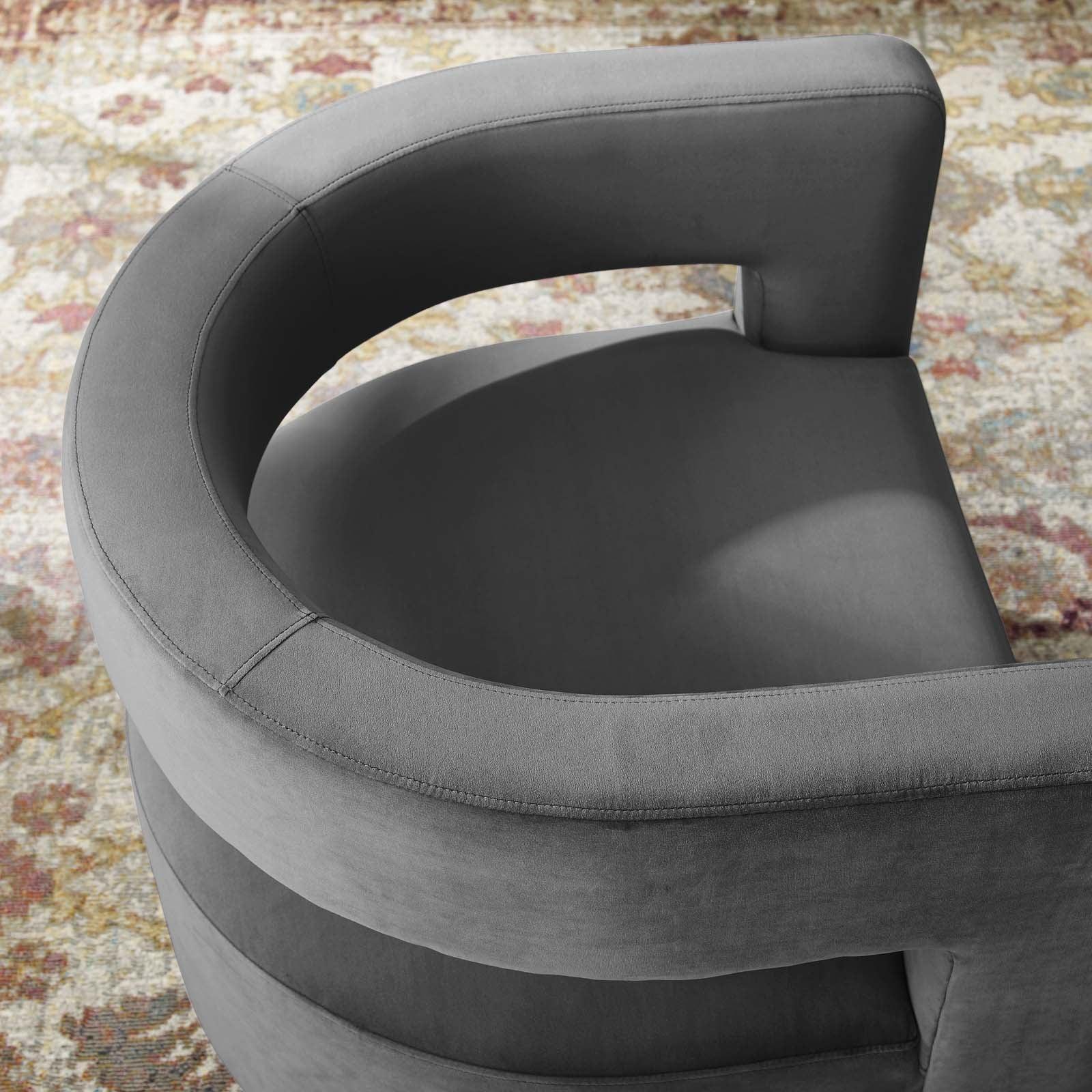 Modway Spin Cutaway Performance Velvet Swivel Armchair FredCo