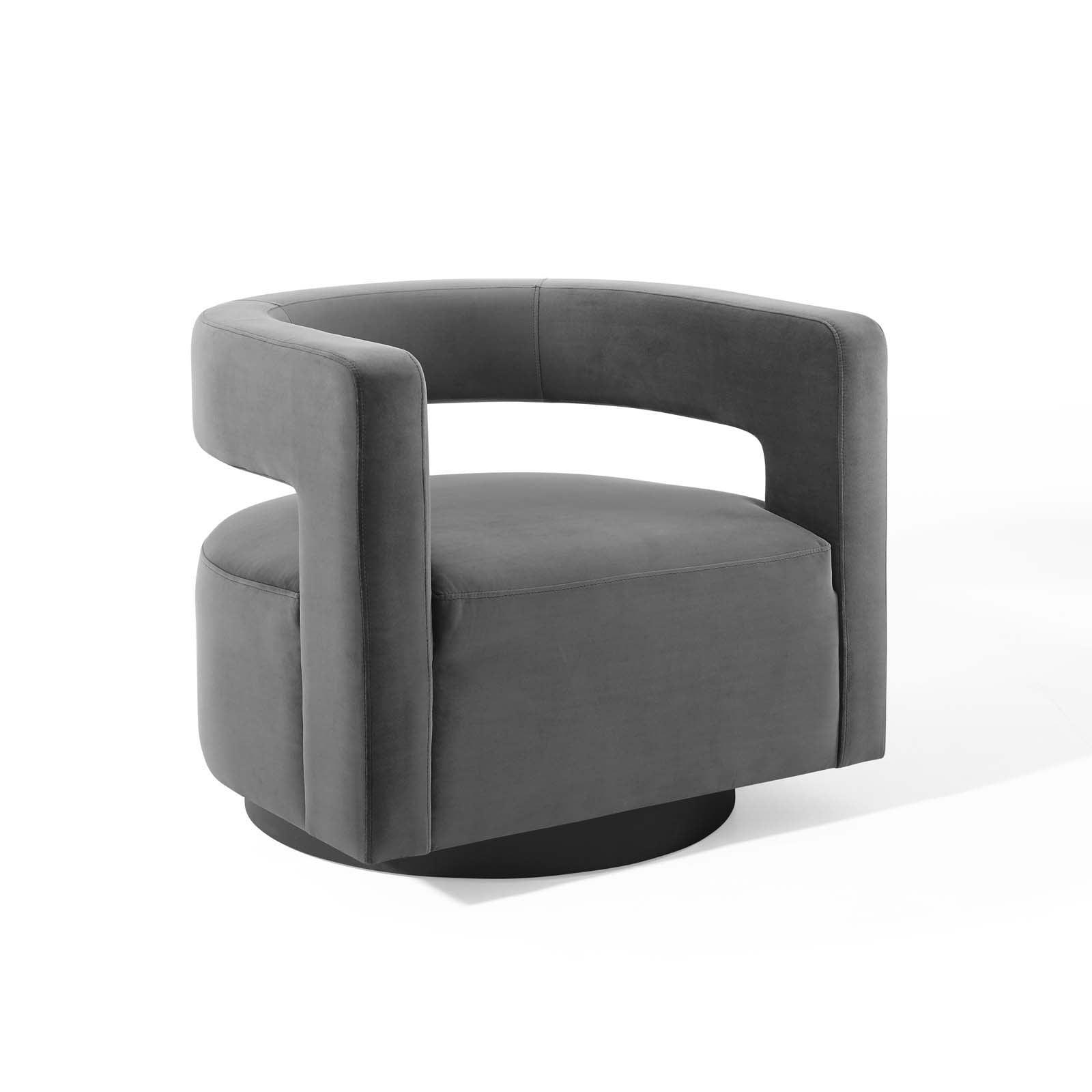Modway Spin Cutaway Performance Velvet Swivel Armchair FredCo