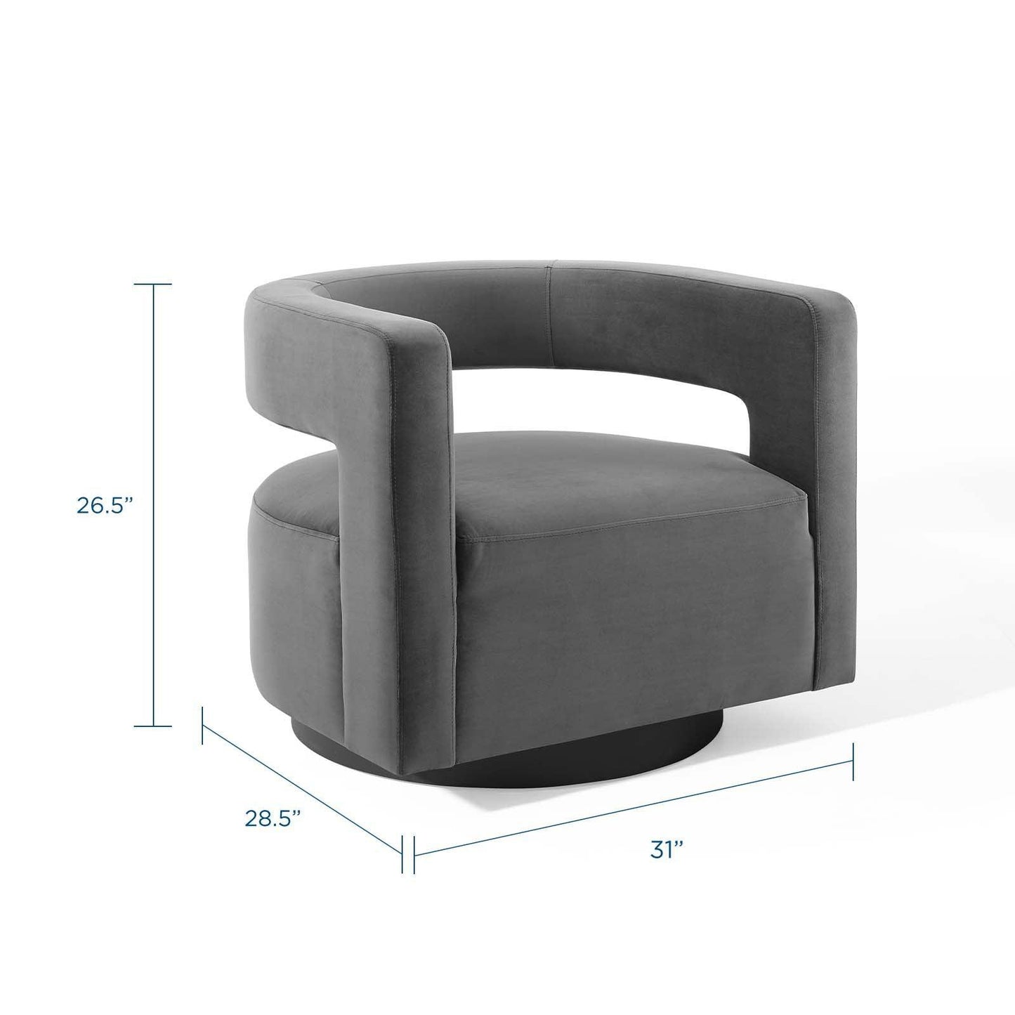 Modway Spin Cutaway Performance Velvet Swivel Armchair FredCo