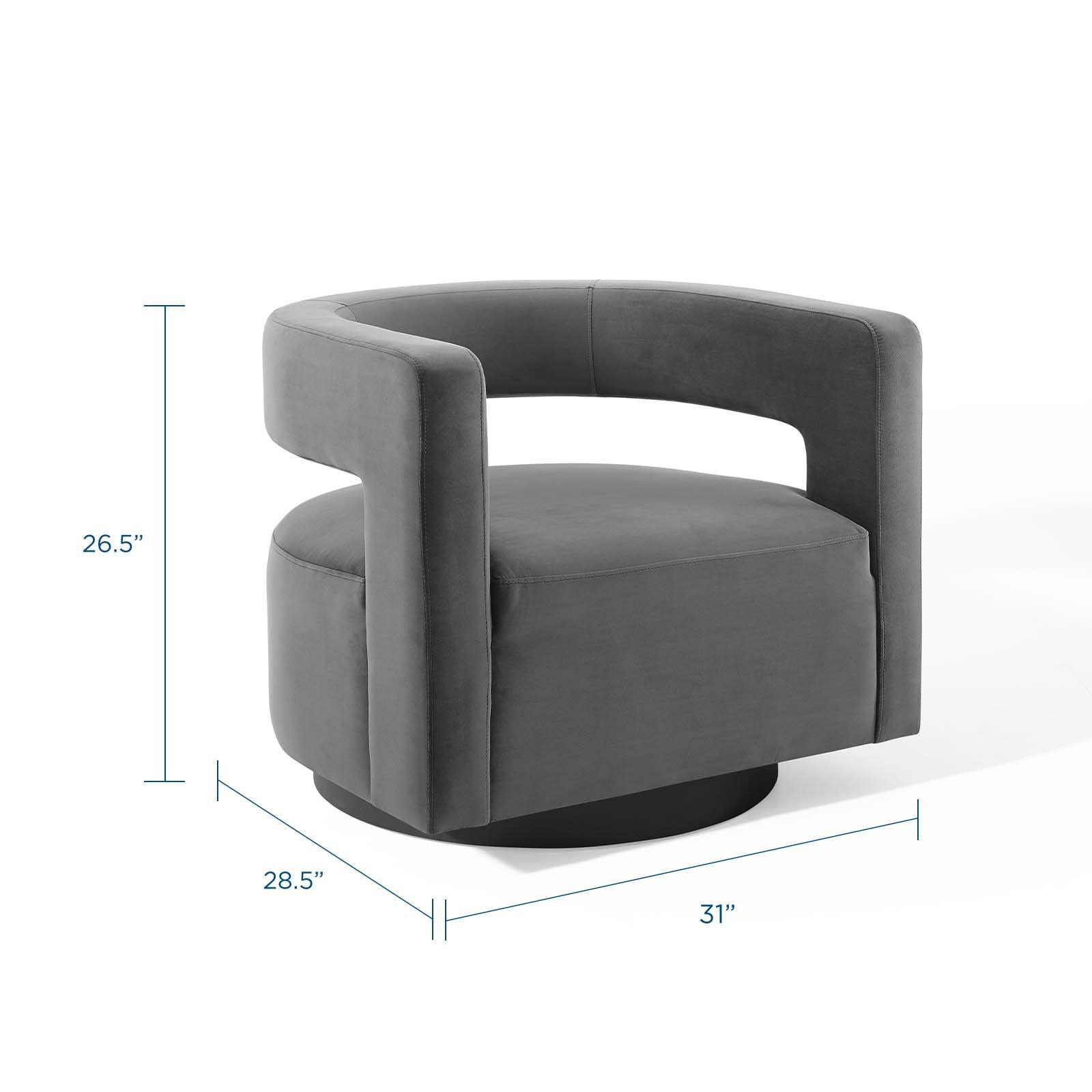 Modway Spin Cutaway Performance Velvet Swivel Armchair FredCo