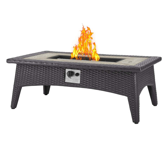 Modway Splendor 43.5" Rectangle Outdoor Patio Fire Pit Table FredCo