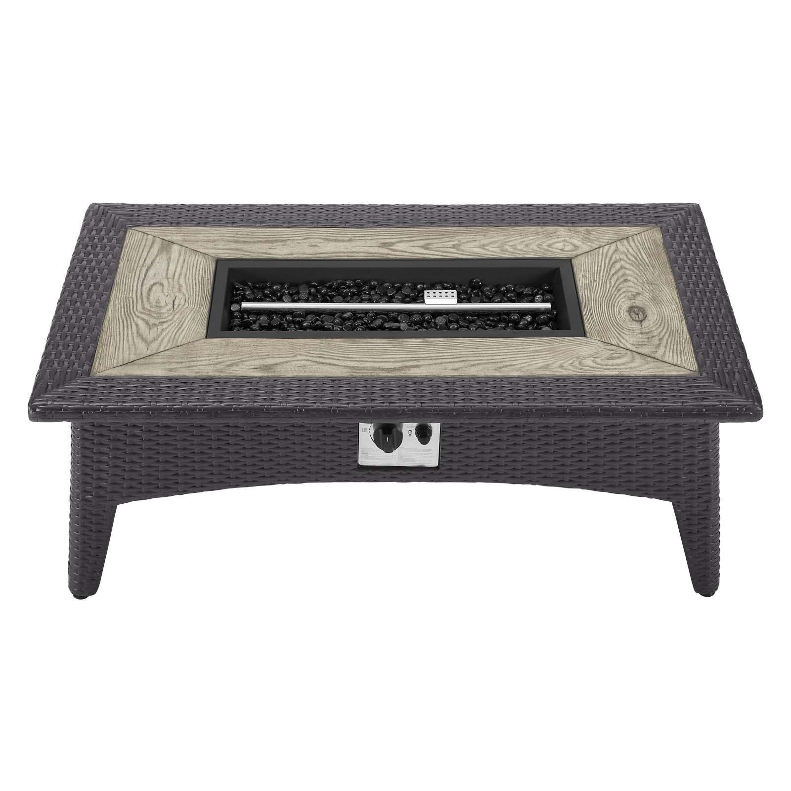 Modway Splendor 43.5" Rectangle Outdoor Patio Fire Pit Table FredCo