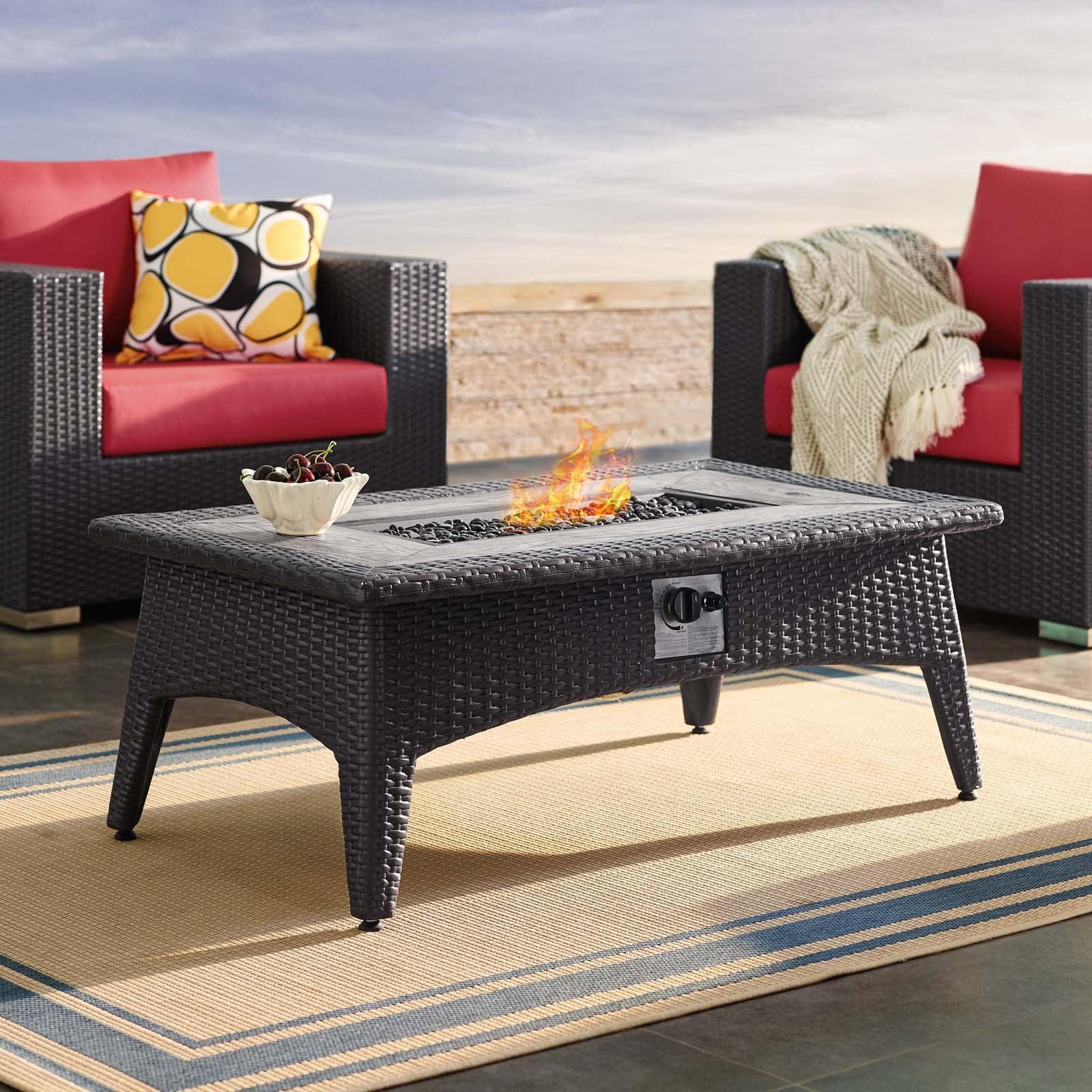 Modway Splendor 43.5" Rectangle Outdoor Patio Fire Pit Table FredCo
