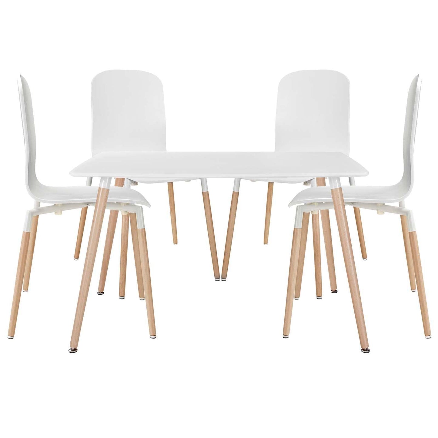 Modway Stack Dining Chairs and Table Wood Set of 5 FredCo