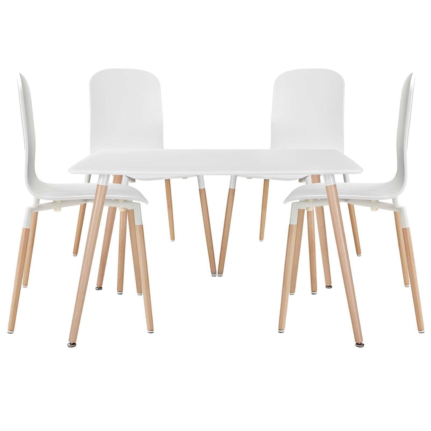 Modway Stack Dining Chairs and Table Wood Set of 5 FredCo