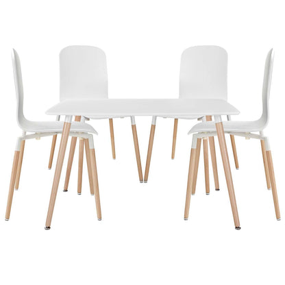 Modway Stack Dining Chairs and Table Wood Set of 5 FredCo