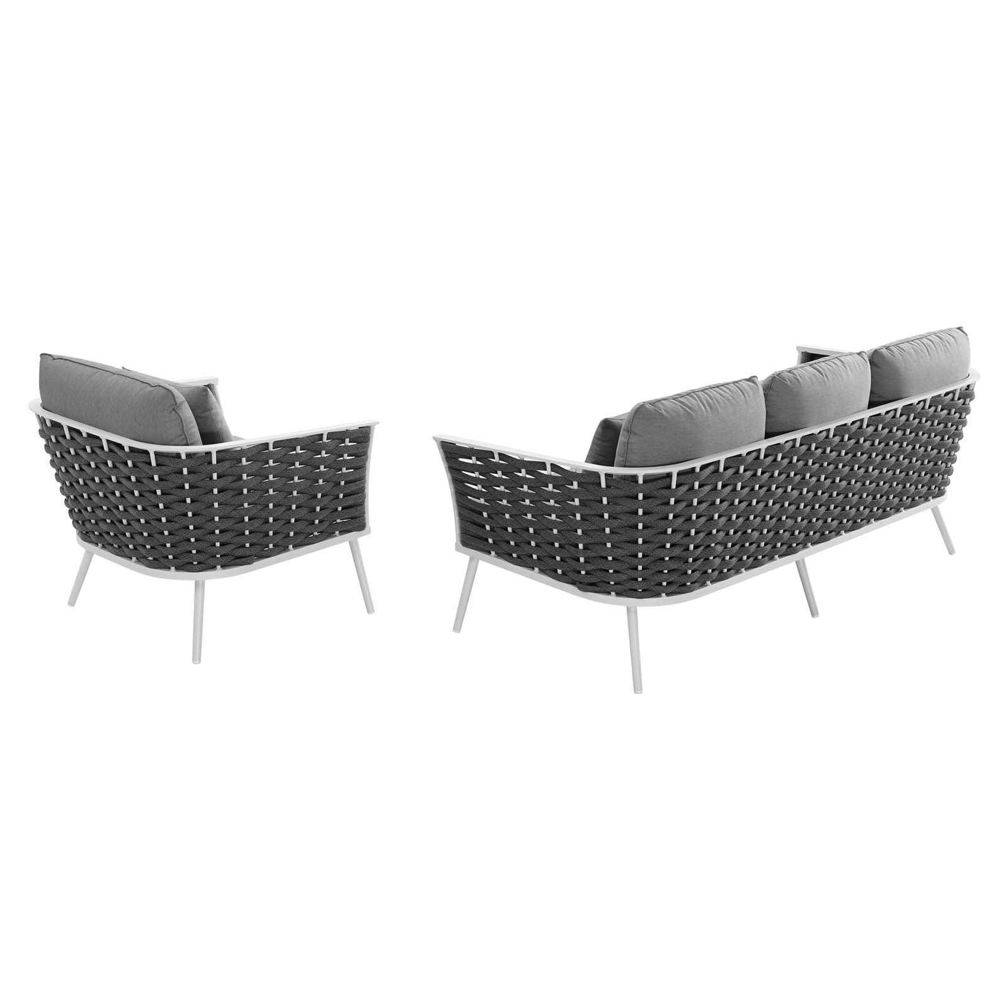 Modway Stance 2 Piece Outdoor Patio Aluminum Sectional Sofa Set FredCo